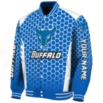 custom buffalo bulls hexagon grid royal blue varsity jacket best selling.webp