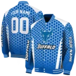 custom buffalo bulls hexagon grid royal blue varsity jacket best selling.webp