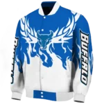 custom buffalo bulls winged blaze royal blue white varsity jacket best selling.webp