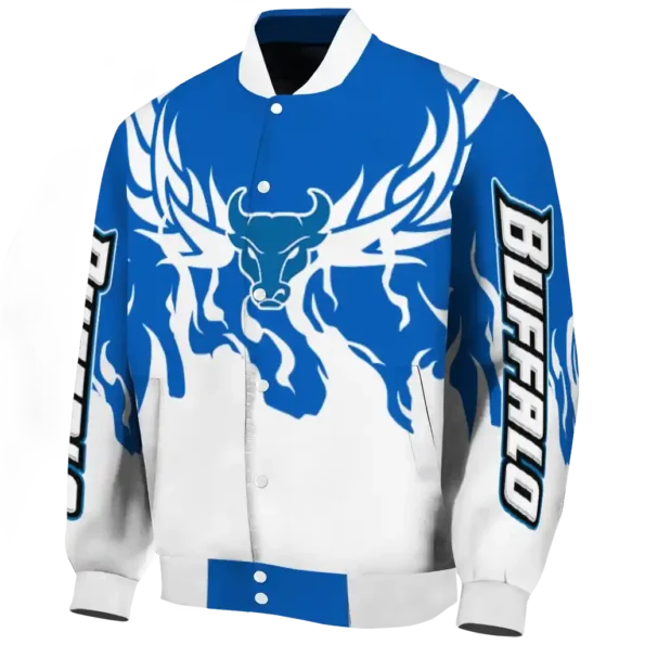 custom buffalo bulls winged blaze royal blue white varsity jacket best selling.webp
