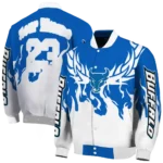 custom buffalo bulls winged blaze royal blue white varsity jacket best selling.webp