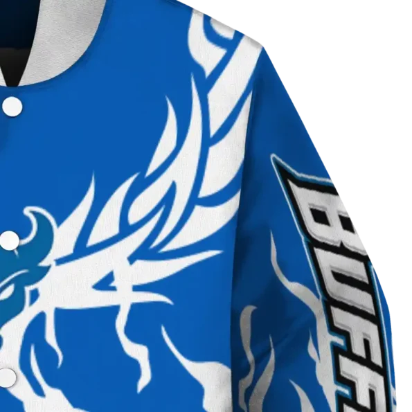 custom buffalo bulls winged blaze royal blue white varsity jacket premium grade.webp