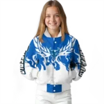 custom buffalo bulls winged blaze royal blue white varsity jacket best selling.webp