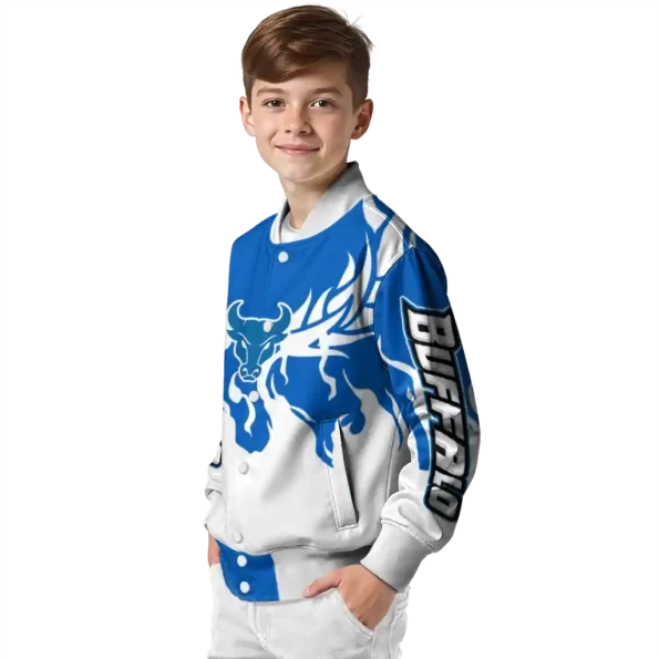 custom buffalo bulls winged blaze royal blue white varsity jacket trendy.webp