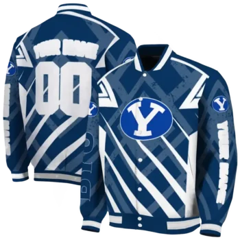 custom byu cougars chevron angles blue varsity jacket fashion forward.webp
