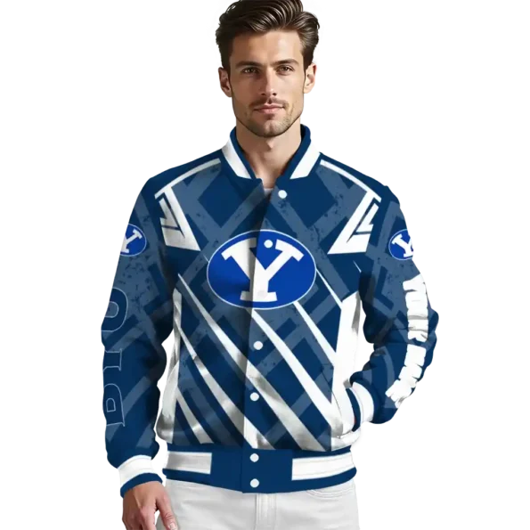 custom byu cougars chevron angles blue varsity jacket high quality.webp