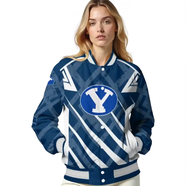 custom byu cougars chevron angles blue varsity jacket latest model.webp