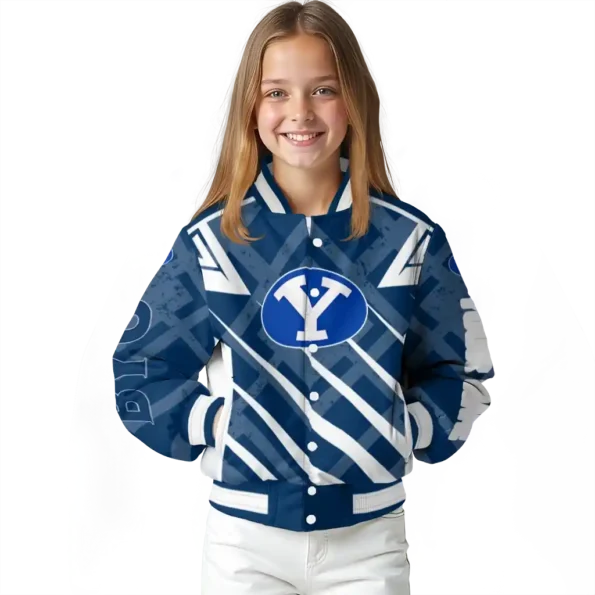 custom byu cougars chevron angles blue varsity jacket top rated.webp