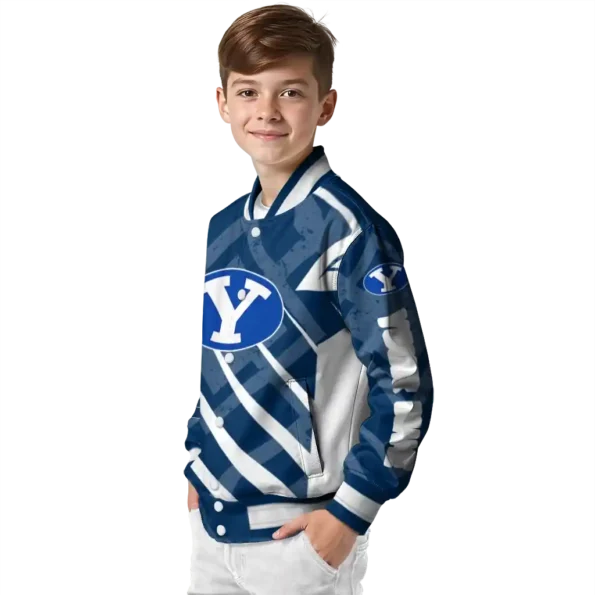 custom byu cougars chevron angles blue varsity jacket trendy.webp