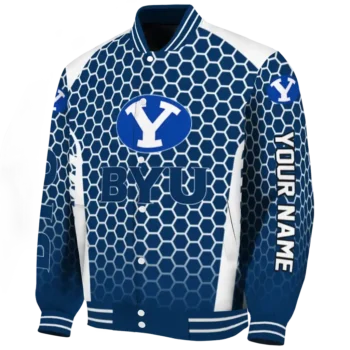custom byu cougars hexagon grid blue varsity jacket best selling.webp