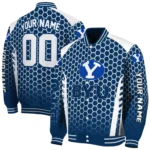 custom byu cougars hexagon grid blue varsity jacket best selling.webp