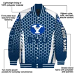 custom byu cougars hexagon grid blue varsity jacket best selling.webp