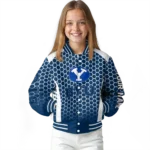 custom byu cougars hexagon grid blue varsity jacket best selling.webp