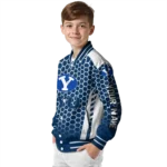 custom byu cougars hexagon grid blue varsity jacket best selling.webp