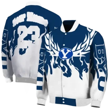 custom byu cougars winged blaze blue white varsity jacket fashion forward.webp