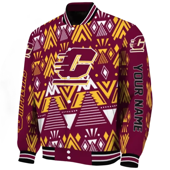 custom central michigan chippewas pyramid shapes maroon varsity jacket best selling.webp
