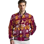custom central michigan chippewas pyramid shapes maroon varsity jacket best selling.webp