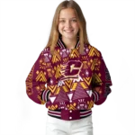 custom central michigan chippewas pyramid shapes maroon varsity jacket best selling.webp