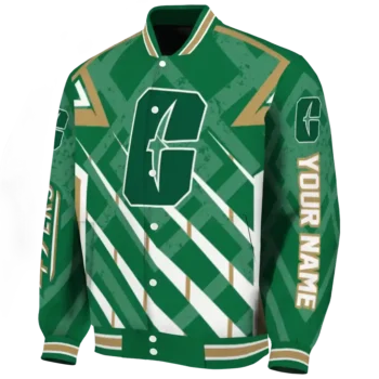 custom charlotte 49ers chevron angles green varsity jacket best selling.webp