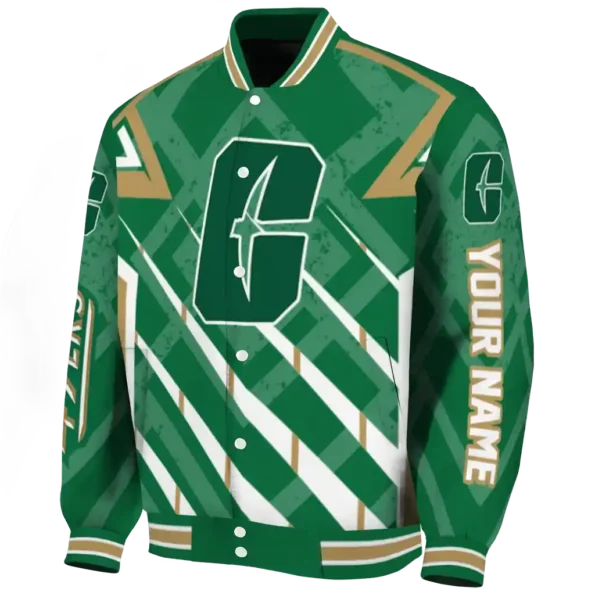 custom charlotte 49ers chevron angles green varsity jacket best selling.webp