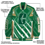 custom charlotte 49ers chevron angles green varsity jacket best selling.webp
