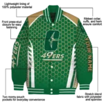 custom charlotte 49ers hexagon grid green varsity jacket best selling.webp