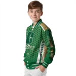 custom charlotte 49ers hexagon grid green varsity jacket best selling.webp