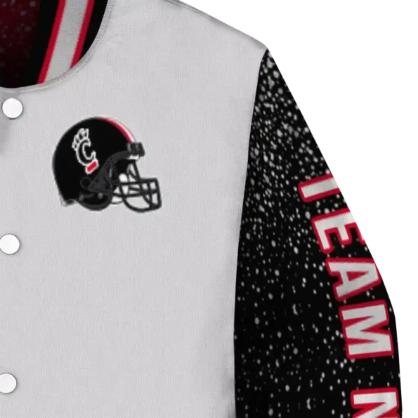 custom cincinnati bearcats speckled arms red gray varsity jacket premium grade.webp