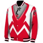 custom cincinnati bearcats v stripes red white varsity jacket best selling.webp