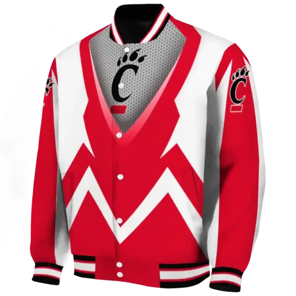 custom cincinnati bearcats v stripes red white varsity jacket best selling.webp