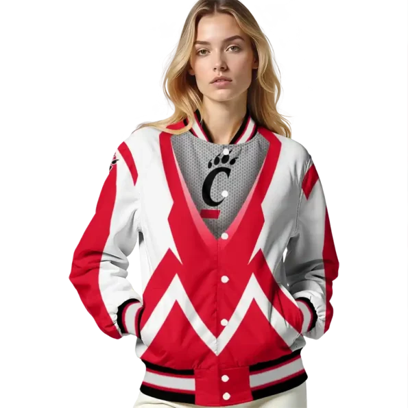 custom cincinnati bearcats v stripes red white varsity jacket latest model.webp