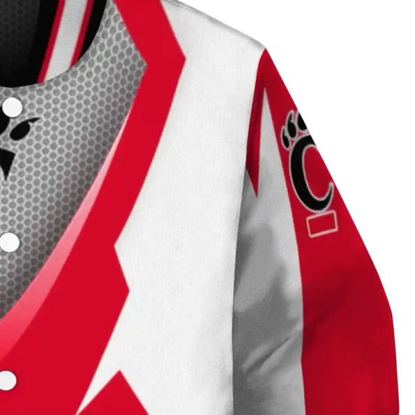 custom cincinnati bearcats v stripes red white varsity jacket premium grade.webp