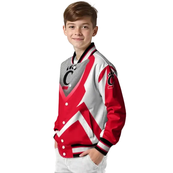 custom cincinnati bearcats v stripes red white varsity jacket trendy.webp