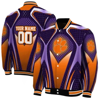 custom clemson tigers mesh chest purple black varsity jacket fashion forward.webp