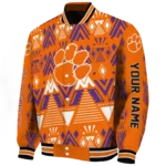 custom clemson tigers pyramid shapes orange varsity jacket best selling.webp