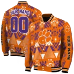 custom clemson tigers pyramid shapes orange varsity jacket best selling.webp
