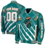 custom coastal carolina chanticleers chevron angles green varsity jacket best selling.webp