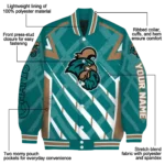 custom coastal carolina chanticleers chevron angles green varsity jacket best selling.webp