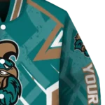 custom coastal carolina chanticleers chevron angles green varsity jacket best selling.webp
