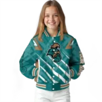 custom coastal carolina chanticleers chevron angles green varsity jacket best selling.webp