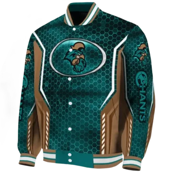 custom coastal carolina chanticleers power plate green varsity jacket best selling.webp