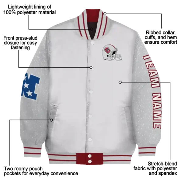 custom colgate raiders speckled arms maroon gray varsity jacket new arrival.webp
