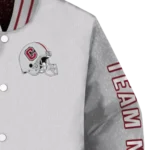 custom colgate raiders speckled arms maroon gray varsity jacket best selling.webp