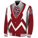 custom colgate raiders v stripes maroon white varsity jacket best selling.webp