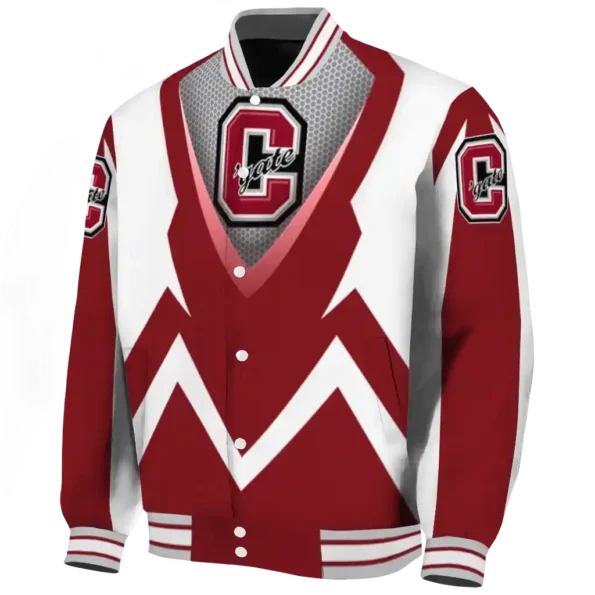 custom colgate raiders v stripes maroon white varsity jacket best selling.webp