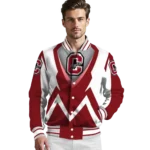 custom colgate raiders v stripes maroon white varsity jacket best selling.webp