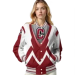 custom colgate raiders v stripes maroon white varsity jacket best selling.webp