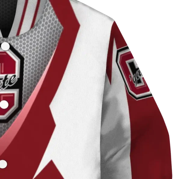 custom colgate raiders v stripes maroon white varsity jacket premium grade.webp