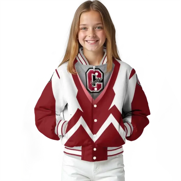 custom colgate raiders v stripes maroon white varsity jacket top rated.webp