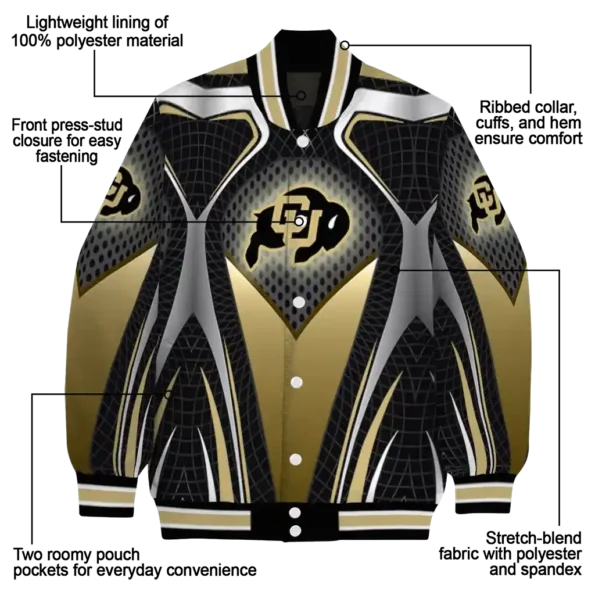 custom colorado buffaloes mesh chest black varsity jacket new arrival.webp